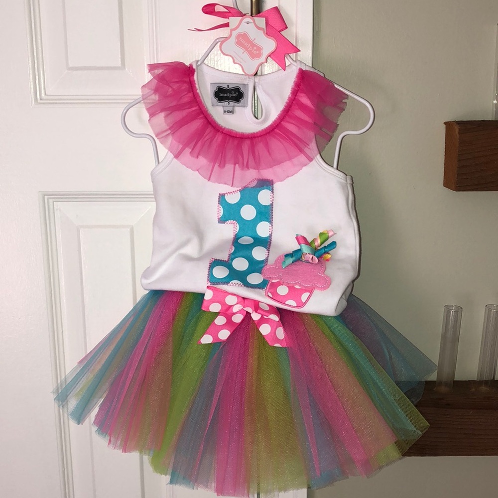 MudPie First Birthday Girl “One” outfit